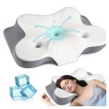 Cerrvical Neck Pillow- Ergonomic Memory Foam Pillows for Sleeping, Dual Ear Relief Zone Contour Pillow, Neck Support Pillows for Side Back &Stomach Sleeper (White)