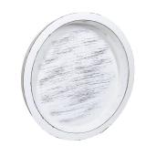 MAONAME Round Wood Serving Tray, 11" Rustic Wooden Decorative Tray, Farmhouse Trays for Coffee Table, Washed White Ottoman Trays for Kitchen, Living Room