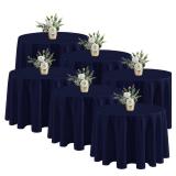 Fitable 6 Pack Navy Round Tablecloths - 120 Inches in Diameter - Stain Resistant and Washable Table Clothes, Polyester Fabric Table Covers for Wedding, Party, Banquet, Formal Events