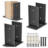 6x6 Post Base 2 Pcs,Heavy Duty Detachable Post Bracket with Adjustable Inner Size (5.6" x 5.1"-6.1") , Rust-Proof Powder-Coated Thick Post Anchor for Deck Railing, Fences, Mailboxes, Pavilions