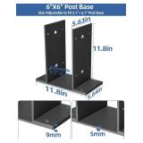 6x6 Post Base 2 Pcs,Heavy Duty Detachable Post Bracket with Adjustable Inner Size (5.6" x 5.1"-6.1") , Rust-Proof Powder-Coated Thick Post Anchor for Deck Railing, Fences, Mailboxes, Pavilions