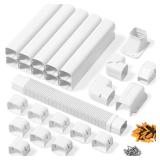 Kalkehay 3" W x 16Ft L Line Set Cover Kit for Ductless Mini Split Air Conditioners, PVC Decorative Cover for Central AC and Heat Pump Systems Tubing Cover