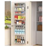 VyGrow Over the Door Pantry Organizer, 8-Tier Over the Door Organizer with Adjustable Basket, Pantry Door Organization for Pantry Kitchen Storage Room Spice Rack, White