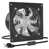 HG Power 10 Inch Metal Exhaust Fan with Switch, 988 CFM Powerful Garage Exhaust Fan with Damper, Potable Wall Mount Fan Fume Extractor Ventilation Fan for Shop, Shed, Basement, Chicken Coop, Black