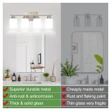 Brushed Nickel Bathroom Light Fixtures with Milk Glass Shades, Eye-Friendly 4 Light Vanity Lights for Bathroom, Vanity Lights with E26 Socket (Bulbs Not Included), for Mirror, Bedroom, Hallway