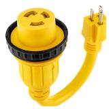 Kohree 30 Amp to 15 Amp 110 RV Adapter Plug, 15A Male to 30A Female RV Power Adapter, NEMA 5-15P to L5-30R Twist Lock RV Dogbone Electrical Adapter Cord 12"