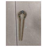 Lurrose Double Prong Hair Pin U Shaped Crystal Chignon HairPin Stick Hairstyle Accessory for Women Girls(Blue)