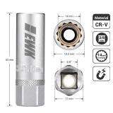 EWK 14mm 12 Point Thin Wall Magnetic Spark Plug Socket for BMW, Mini Cooper, Nissan, Infiniti