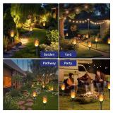 KYEKIO Solar Torch Light with Flickering Flame, 12Pack Solar Lights Outdoor, Waterproof Outdoor Lights for Yard Garden, Luces Solares para Exteriores, Torches Lighting for Outside Patio Decorations