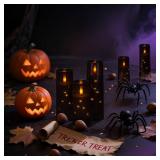 Raycare Flameless Candle with Remote Timer 9 Flickering Acrylic Battery Operated LED Pillar Candles with Embedded Star String for Halloween, Home Decor, and as a Gift (Black)