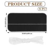 AojSup 8 Pcs Silver Storage Bags Anti Tarnish Silver Protector Bags Black Holder for Silverware Flatware Storage Organizer Cloth Place Setting Roll with White Ribbon for Teaspoon Utensils