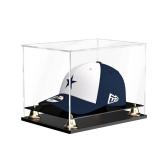 XINISS Hat Display Case Clear Acrylic Hat Display Box Assemble Baseball Cap Holder for Signed Memorabilia Cap Storage with Metal Bell Base (11x8.2x7.1 inch)