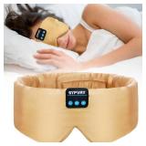 Sleep Mask Bluetooth 5.4 Headphones Soft Wireless Headband Eye Mask Blackout with Microphone (Gold)