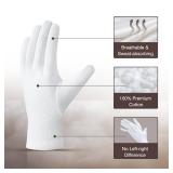 COOLJOB 100% Cotton Gloves, 6 Pairs White Cotton Gloves for Dry Hands Moisturizing & Eczema, Overnight Lotion, Sleep & Spa Treatment for Women & Men, Breathable Work Glove Liners, Medium Size