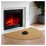FLASLD Fireproof Fireplace Mat 28x48Inch Half Round Under Grill Mat Hearth Rug Protects Floors from Sparks Embers, Brown