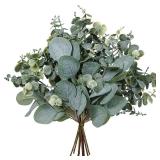 10 Pcs Mixed Eucalyptus Leaves Stems Bulk Artificial Silver Dollar Picks Faux Branches for Vase Bouquets Floral Arrangement Wreath Farmhouse Rustic Greenery Decor
