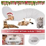 Hollowfly Christmas Cat Bed Tunnel 3ft x 3ft x 9.8in Under Christmas Tree Cat Donut Tunnels for Indoor Kittens White Xmas Winter Plush Peekaboo Cave Toy Collapsible 3 Way for Small Kitten