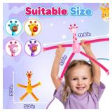 Valentines Day Gift for Toddler Girls Year Old Ages 2 3 4 5 6 7 8, Giraffe Sensory Travel Toys 4Pcs Suction Airplane Autism Pop Tube Fidget Toys Autistic Easter Basket Christmas Stocking Stuffer Gift