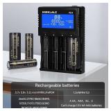 18650 Battery Charger, MIEKLALE 4-Bay Universal Battery Charger with Smart LCD Display Fast Charge for Rechargeable Batteries Li-ion LiFePO4 26650 18650 16340 10440 14500 RCR123,NI-MH NI-Cd AA AAA