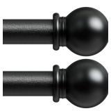 Curtain Rods for Windows 28-62 inch, Black Curtain Rods 2 Pack with Brackets, Adjustable 5/8 inch Curtain Rod Set of 2 with Decorative Finials for Bedroom, Living Room, Easy Install