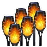 Outdoor Solar Lights, 6Pack Solar Torch Light with Flickering Flame, Christmas Lights Waterproof for Christmas Decor, Tiki Torches for Outside, Luces Solares para Exteriores Pathway Yard Garden Decor