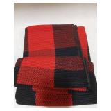 Christmas Red and Black Plaid Rug, 28 x 43 Inches Cotton Hand-Woven Layered Door Mat for Front Porch, Entryway, Outdoor Holiday Decor, Washable Buffalo Check Rug for Home, Patio, Kitchen