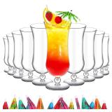 12 Pcs Plastic Hurricane Glasses 15oz Break Resistant Drinking Glasses Reusable Pina Colada Glasses Clear Cups Cocktail Wine Margarita Tropical Beer Juice Beach Party with 160 Pcs Cocktail Pick Stick