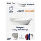 LE TAUCI Ceramic Pie Pans Plate for Baking, 9 inch Deep Dish Baking Dish, 52 ounce Bakeware for Apple Pecan Pie, Set of 2, White