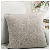 Reafort Ultra Soft Sherpa Euro Sham Pillow Case 26"x26" Replacement with Zipper Closure (Taupe, 26"x26" Euro Sham)