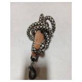 Mile High Life Rope Leash with Genuine Leather Connection, 6 FT/5 FT/4 FT, Heavy Duty Leash for Medium & Large Dogs (Black Khaki, 48 Inch)