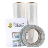 Duck MAX Strength Window Insulation Kit, Winter Window Seal Kit Fits up to 10 Windows, Heavy Duty Shrink Film Cuts to Size for Easy Indoor Installation, Window Tape Included,62 In. x 420 In., Clear