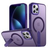 EMMPITU for iPhone 12 Pro Max Case with Kickstand, Compatible with MagSafe, [Invisible Stand] Anti-Slip Shockproof Military-Grade Protection, Magnetic Phone Case for iPhone 12Pro Max (Purple)