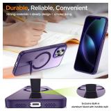 EMMPITU for iPhone 12 Pro Max Case with Kickstand, Compatible with MagSafe, [Invisible Stand] Anti-Slip Shockproof Military-Grade Protection, Magnetic Phone Case for iPhone 12Pro Max (Purple)