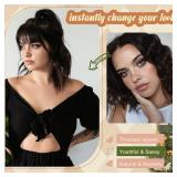 Bangs Hair Clip Dark Brown Clip in Bangs 100% Human Remy Wispy Clip on Hair Extensions Fringe with Temples Hairpieces for Women