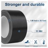 Harciety Black Duct Tape Heavy Duty, 1.88 Inch x 35 Yard Waterproof Strong Adhesive Duct Tape for Indoor Outdoor Repairs Tear by Hand, 1 Roll