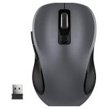 WisFox 2.4G Wireless Mouse for Laptop, Ergonomic Computer Mouse with USB Receiver and 3 Adjustable Levels, 6 Button Wireless Mice for Windows Mac PC Notebook (Grey)