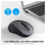 WisFox 2.4G Wireless Mouse for Laptop, Ergonomic Computer Mouse with USB Receiver and 3 Adjustable Levels, 6 Button Wireless Mice for Windows Mac PC Notebook (Grey)