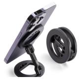 Double Magnetic Ring Phone Holder Gym Phone Stand | 1/4" Screw Hole | Compatible with iPhone 16/15/14/13/12 Pro Max Series & MagSafe Cases (MS-01R)