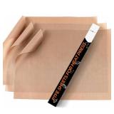 HTVRONT PTFE Sheets for Heat Press - 3 Pack Non Stick PTFE Polytetrafluoroethylene Sheet Reusable 12 x 16" PTFE Coating Paper Heat Resistant PTFE Mat(Brown)