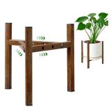 Airpark Adjustable Plant Stand Indoor, Metal Mid Century Modern Plants Stands, Stable Plant Holder Indoor Outdoor Corner, Fit 8 9 10 11 12 inch Pots,Brown Wood-Grain (Pot & Plant Not Included) (Hardwa