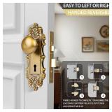 ToPToToo Mortise Lock Set for Interior Door, Vintage Door Knob with Lock and Skeleton Key, Antique Old Style Door Knob Lock Replacement, Vintage Brass Finish