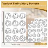 DOODLREAM 51Pcs Flower Alphabet Number Water Soluble Hand Sewing Stabilizers, 8.3"x11.7" A-Z Letter Number Embroidery Pattern Stabilizer, 4 Sheets Stick and Stitch Embroidery Paper Sticker