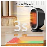 Space Heater, 1200W PTC Fast Heating Ceramic Room Small Heater, Two-Speed Portable Heater Fan with Adjustable, Overheating Protection, Dumping Shutdown, Electric Heaters (Black)