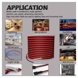 AOTOINK 65.6ft Extension Cable Wire 2 Conductor 20M 22AWG 2 Core 22 Gauge Red Black Stranded Tinned Copper for Led Strips Single Color 3528 5050, Boat Light, 12V LEDs Bulbs Lamps, Car Lighting