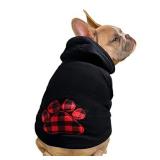 SAWMONG Dog Hoodie,Flannel Pet Hooded Sweater with Hat Puppy Pullover Sweater Shirt,Dog (Black,2XL)