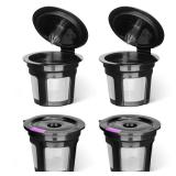 Reusable K Cups for Keurig K Elite, K Classic, K Compact, K Latte, K Duo and All 2.0 & 1.0 Coffee Makers, 4 Pack K Cup Coffee Filters - Black