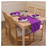 Encasa XO Table Runner 13"x104" Long | Cotton Canvas Fabric | Purple Solid Color | Machine Washable & Durable