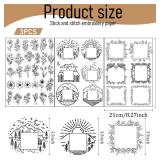 Water Soluble Embroidery Stabilizers for Hat - 3 Sheets 42 Pcs Stick and Stitch Self Adhesive Wash Away with Pre-Printed Flower Pattern for Cap Cloth Embroidery Hand Sewing Lover Beginners DIY Gifts