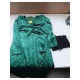 AISWI Velvet Maternity Cocktail Dress Long Sleeves Fall Winter Baby Shower Wedding Guest Holiday Pregnancy V Neck with Tights, Emerald Green & Black, Large