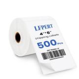 LFPERT 4x6 Thermal Labels, Roll Shipping Labels Strong Adhesive, Compatible with Vretti Jadens Munbyn Nelko Phomemo Rollo & Most Thermal Label Printer, Commercial Grade (500 Label/ 1 Rolls) White